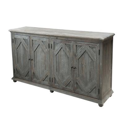 China (Other)Wholesale Adjustable Rustic Recycled European Wooden Doors Sideboard Furniture Hand Carved 4 Side Cabinet for sale