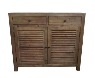 China (Other) Vintage Adjustable Rustic Style Reclaimed Wooden Cabinet Storage Unit 2 Drawers and Doors Buffet Sideboard for sale