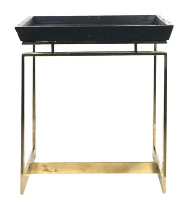 China Adjustable Modern Square Wood Cafe Square Gold Design ELM(Others)Stainless Steel Tray Side Tables For Living Room for sale