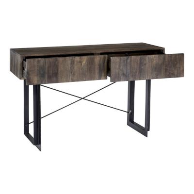 China Factory Direct Sale Adjustable Furniture Factory Aisle Side Corner Metal Base Solid Wood Console Table For Living Room for sale