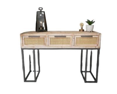 China Factory Direct Selling Rattan 3 Drawer Adjustable Metal Furniture Wood Console Table(Other) For Living Room for sale