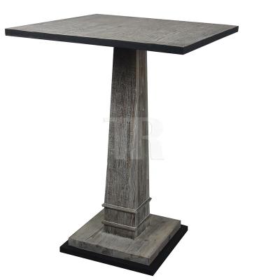 China Solid Old Fir Wood Top With Square Black Metal Edge Simplicity Statue Design Bar Table for sale