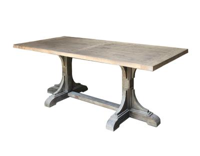 China (Others)Adjustable Classic Restaurant Home Furniture 8 Seaters Reclaimed Slab Wood Cutout Dining Tables for sale