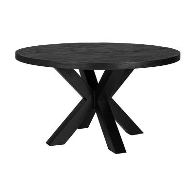 China (Other) Modern Natural Black Cross Leg Adjustable Family Dining Oak Wood Round 8 Seater Dining Table for sale