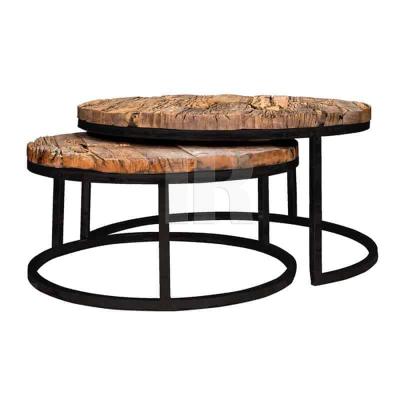 China Adjustable Elegant Round Side Wooden Coffee Table Coffee Table Stainless Steel (Height) for sale