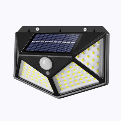 China Residential Solar Outdoor Sensor Wall Light 100 LED 3 Switch Modes For Yard, Stairs, Garage, Fence, Porch for sale