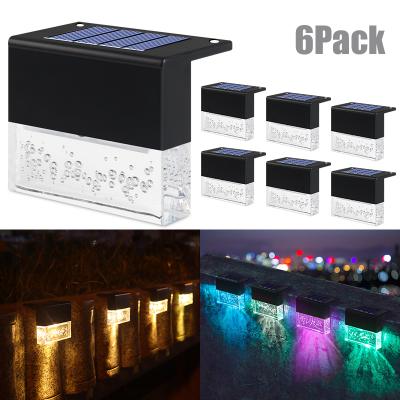 China 6Pack Garden Warm White/Color Changing Outdoor Fading Solar Fence Lights Led Solar Step Lights for sale