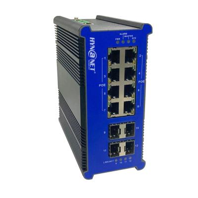 China LACP Layer3 90W ultra poe industrial switch 8x10/100/1000M+4x10G SFP din rail PoE switch for sale