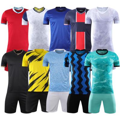 China OEM Breathable Custom Plain White Striped Soccer Uniform Jerseys Football Soccer Jersey Set Sport Mens for sale