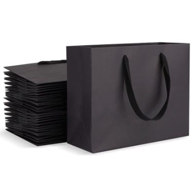 China Recyclable Black Reusable Paper Shopping Bags With Handles Vend Bag for sale