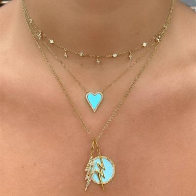 China Customization Ornaments Ins Style Designer Classic Girls Heart Necklace Copper Plated 18k Real Zircon Heart Shaped Pendant Necklace For Women for sale