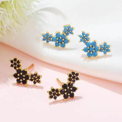 China Customization ornaments 18K zirconia gold luxury silver simple sweet fashionable women simple sweet fashionable women's S925 jewelry flower personality jewelry pin S925 brass stud earrings for sale