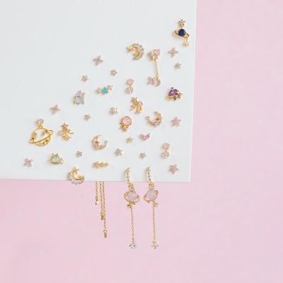 China Customization Ornaments Shape Jewelry Star Fireworks Earrings Real Gold Copper Plated Earrings Trend Design Meteor Women Brass Stud Earrings for sale