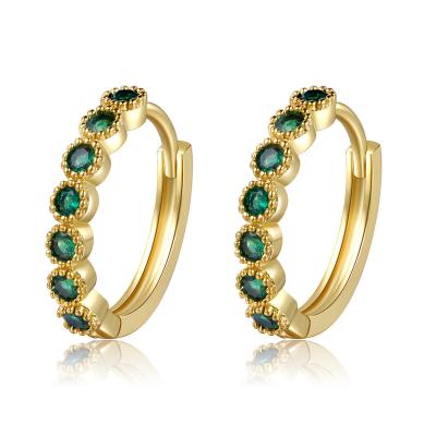 China Customization Ornaments New Color Zircon Around Earring Copper Plated Korean FashionJewelry Brass Geometric Gold Cuff Circle Huggie Earrings For Women for sale