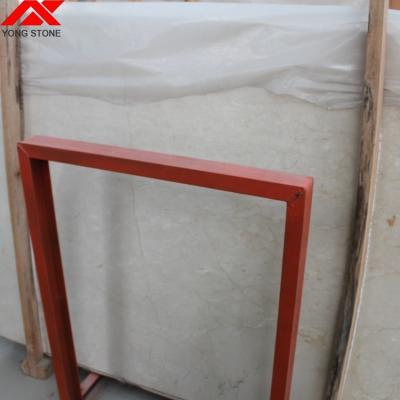 China New Modern Cheap Polished Cream Marfil Marble Tiles And 1.8cm Thick Strip Saw Slab for sale