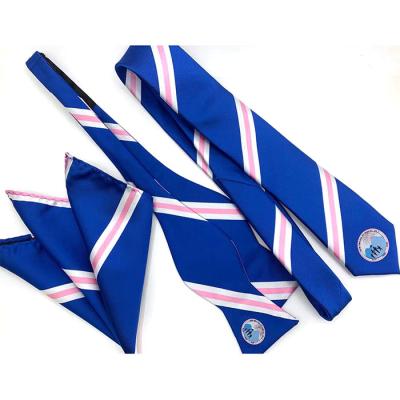 Китай Polyester Ties Accessories Zipper Ties Polyester Jacquard Woven Zipper Ties For Students With School Logo продается