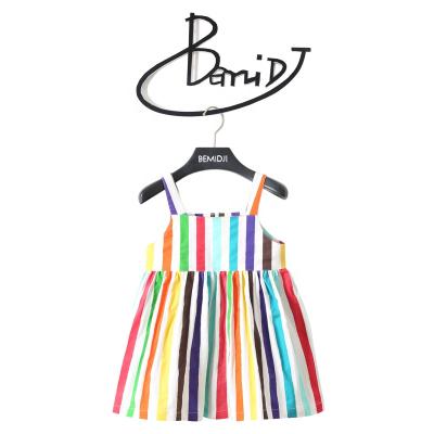 China Wholesale new girls' skirt children's western style one word collar baby dress children's rainbow stripe skirt breathable halter skirt for sale