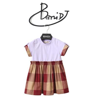 China Breathable New Summer Splice Children's Princess Skirt Short Sleeve Dress Temperament Girl's Casual Simple Skirt for sale