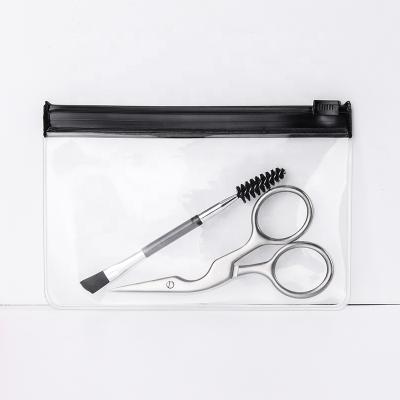 China 2pcs Double Styles Eyebrow Kit Stainless Steel Embroidery Scissors Mascara Eyebrow Brush for sale