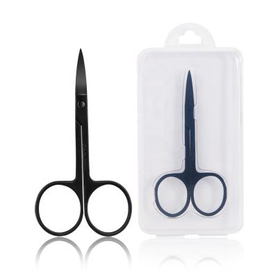 China Fast Shipping Eco-Friendly Inventory Stainless Steel Curved Private Label Sharp Black Eyebrow Scissors for sale