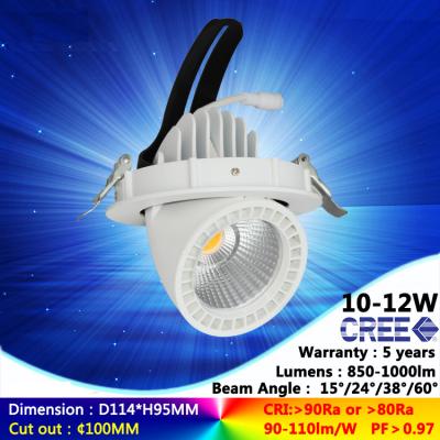 China 3000K 10W 12W ac230v recessed spotlight cree COB downlight with high quality good price for sale