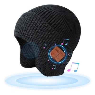 China Perfect sound 2022 autumn and hat wholesale new 5.0 BT winter headphones Amazon hat outdoor warm package wireless music biuld-in earphone for sale