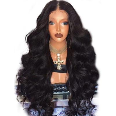 China Wholesale Fiber 70cm Amazon Hair Crochet Black Body Wave Human Natural Lace Front Wig HD High Temperature Unprocessed for sale