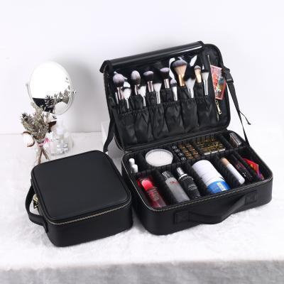 China 2022 New Fashion Beauty Cosmetic Cases PU Makeup Case Leather Women Bag Pink Black White Toiletry Cosmetic Bag for sale