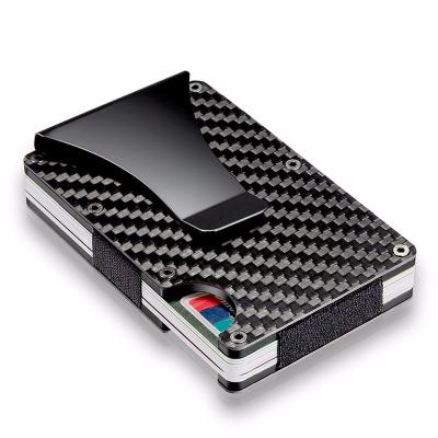 China Ultra Light RFID Blocking Carbon Credit Card Holder With Silver Clip Carbon Fiber Business Cards for sale