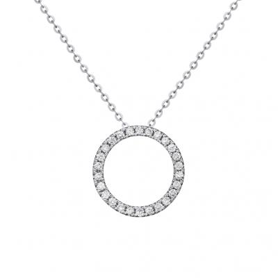 China Wholesale CLASSIC CLASSIC 14K Solid Gold Natural Diamond Necklace Circle Shaped Pendant Necklace Gold Chain For Women for sale