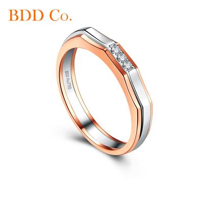 China CLASSIC High Quality Solid Gold Lab Jewelry Moissanite Mixed Color Diamond Couple Engagement Ring 18K Ring for sale