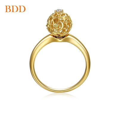 China CLASSIC Solid 18K Yellow Gold Ring Natural Diamond Rotating Ring Engagement Ring Wedding Band For Women for sale