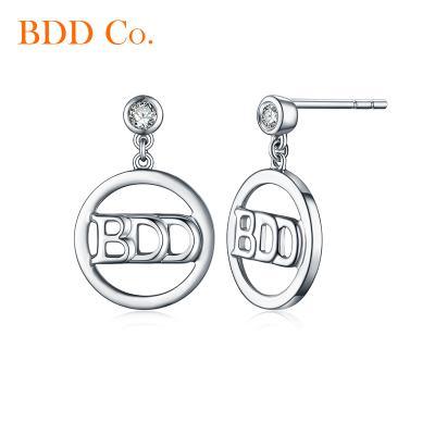 China Trendy Fashion 18k Gold Natural Diamond Mini Drop Original Design Diamond Stud Earrings For Women Letter Element for sale