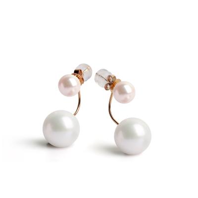 China CLASSIC Fine Jewelry Two-in-One Two Way Wear 18K Gold Stud And Earring Natural Pearl Pandent Earrings for sale