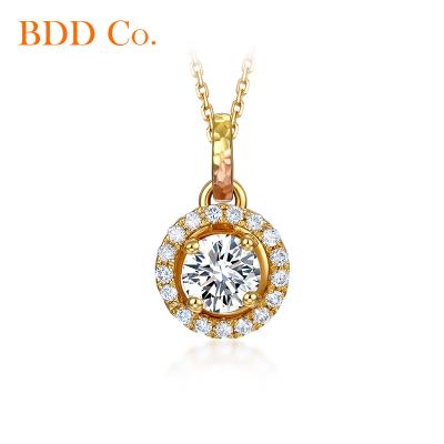 China CLASSIC Luxurious Flower Classic Round Real 18k Gold Pendant Necklace With Diamond For Women Jewelry Gift Custom Design for sale