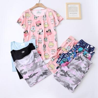 China Cartoon Summer QUICK DRY Pajamas Set Comfortable Sleepwear Girls Pajamas Two Piece Night Sleep Shorts Set for sale