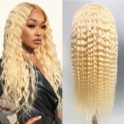 China Soft Smooth Virgin Hair Unprocessed Cuticle Aligned Human Hair HD Blonde Lace Front Wig Straight Full Lace Wig 613 for sale