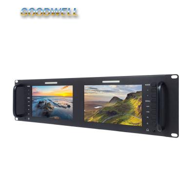 China TV Shows Program and Trucks 1280X800 IPS Dual 7 Inch HD-SDI LCD Rack Mount On Camera LCD Monitor with Image Flip, Camera Mode for sale