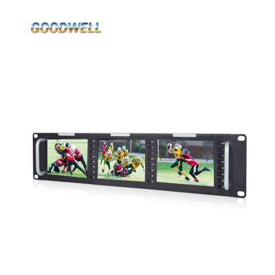 China TV Broadcast Trucks Rack Mount Triple 2RU 800x 480 5 Camera Video Monitor Built In 3G/HD/SDI HD-SDI Inputs & Tally System for sale