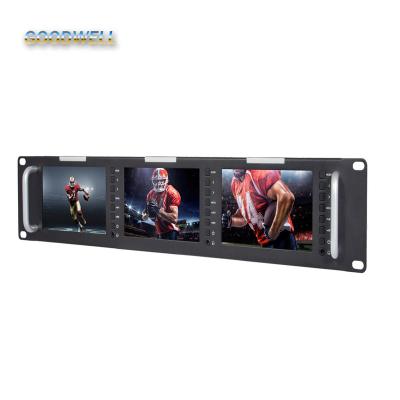 China TV Broadcast Trucks Made In UK China T51 Triple 5 Inch 2 Inch Rack Mount LCD Monitor With SDI HDMI AV Input for sale