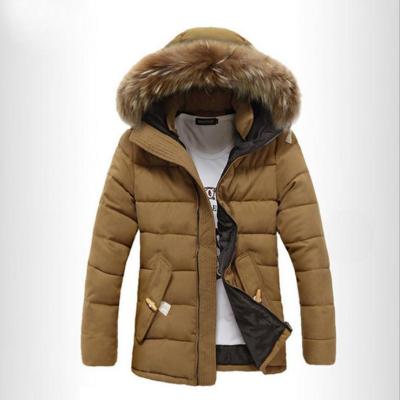 China Viable Mens Mid Length Cotton-Padded Hooded Jacket Thickened Coat With Faux Fur Collar for sale