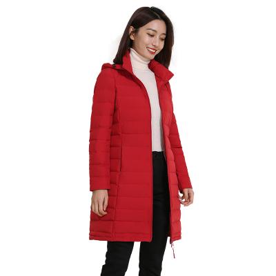 China High Quality Hot Selling Stripper Women Waterproof No Seam Seamless Light Weight Long Down Jacket Hooded Detachable for sale