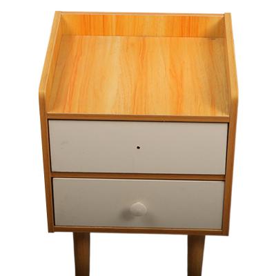 China Modern Furniture Legs Nightstands Modern Solid Wood Bedroom Living Room Desk End Side Natural White Natural Wood Bedside Table With 2 Drawer for sale