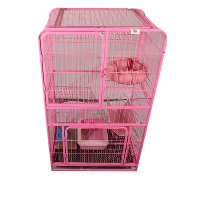 China Pet House Home Stocked Cat Cage With 2 Front Doors And Free Metal Hammock 3-Tier Wire Large Diy Detachable Indoor Pet Small for sale