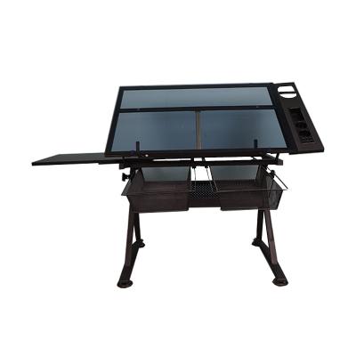 China Multi-Function Art Workstation Table Glass Drafting Table (Size) Storage Adjustable Multi-Function Adjustable Folding Drawer Height for sale