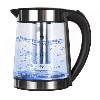 China 360 Degree Rotation Base WY777 Appliances 1.7L Electric Glass Kettle Rated Power 1500W With Tea Filter for sale