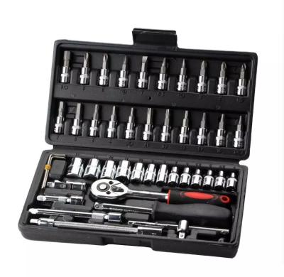 China 46pcs Car Tool Kit Tool Auto Repair Tools Combination Set Home Repair Tool Kit Hand Motion Impact Socket Wrench 1/4