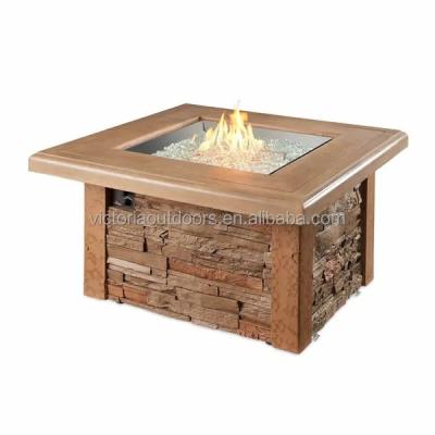 China Stocked Concrete Square Propane Fire Pit Table for sale