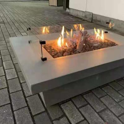 China Stocked Rectangular Concrete Outdoor Patio Propane Fire Pit for sale