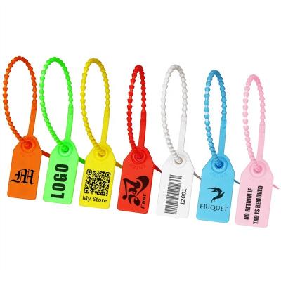 China Custom Copy Recyled Hang Beaded Plastic Cable Zip Ties Brand Logo Tag Label Seal Garment Shoe Bag Security for sale